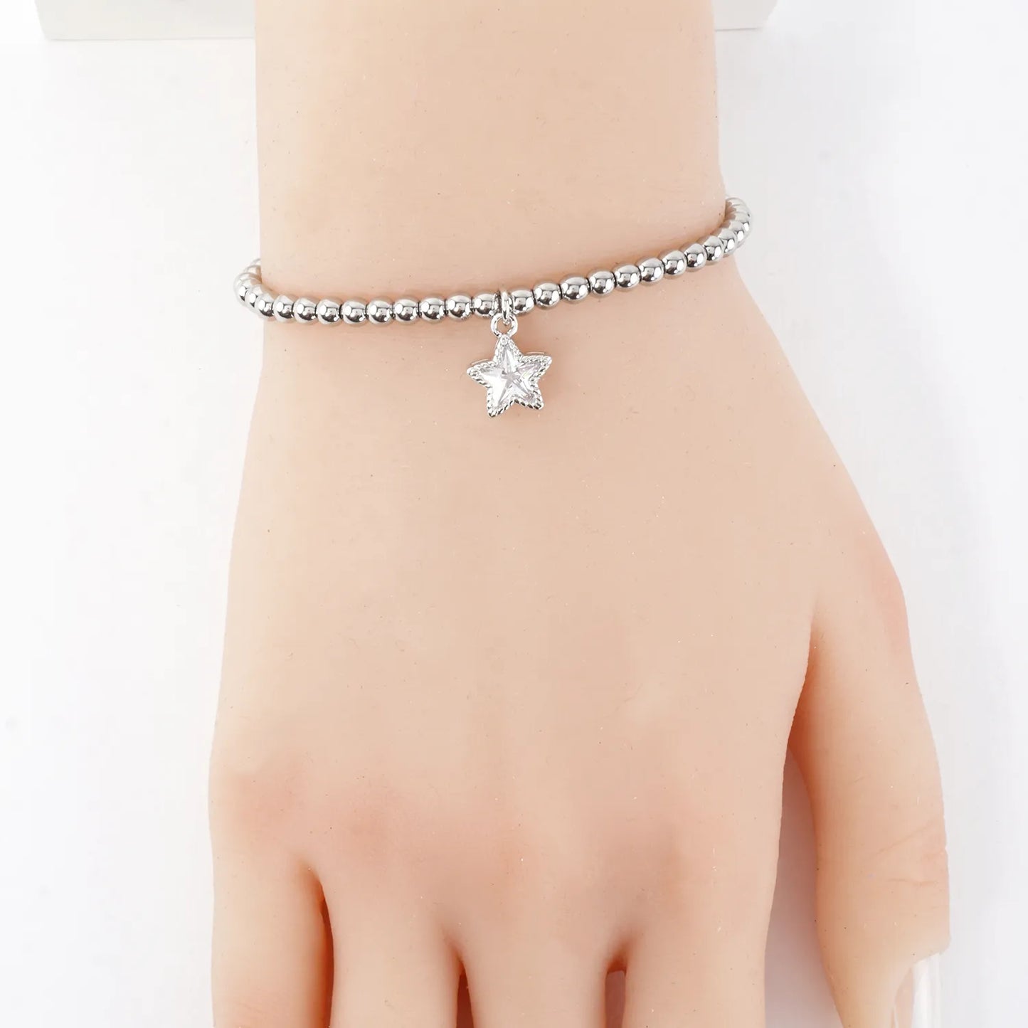 Dainty CZ Star Charm Stainless Steel Bracelet