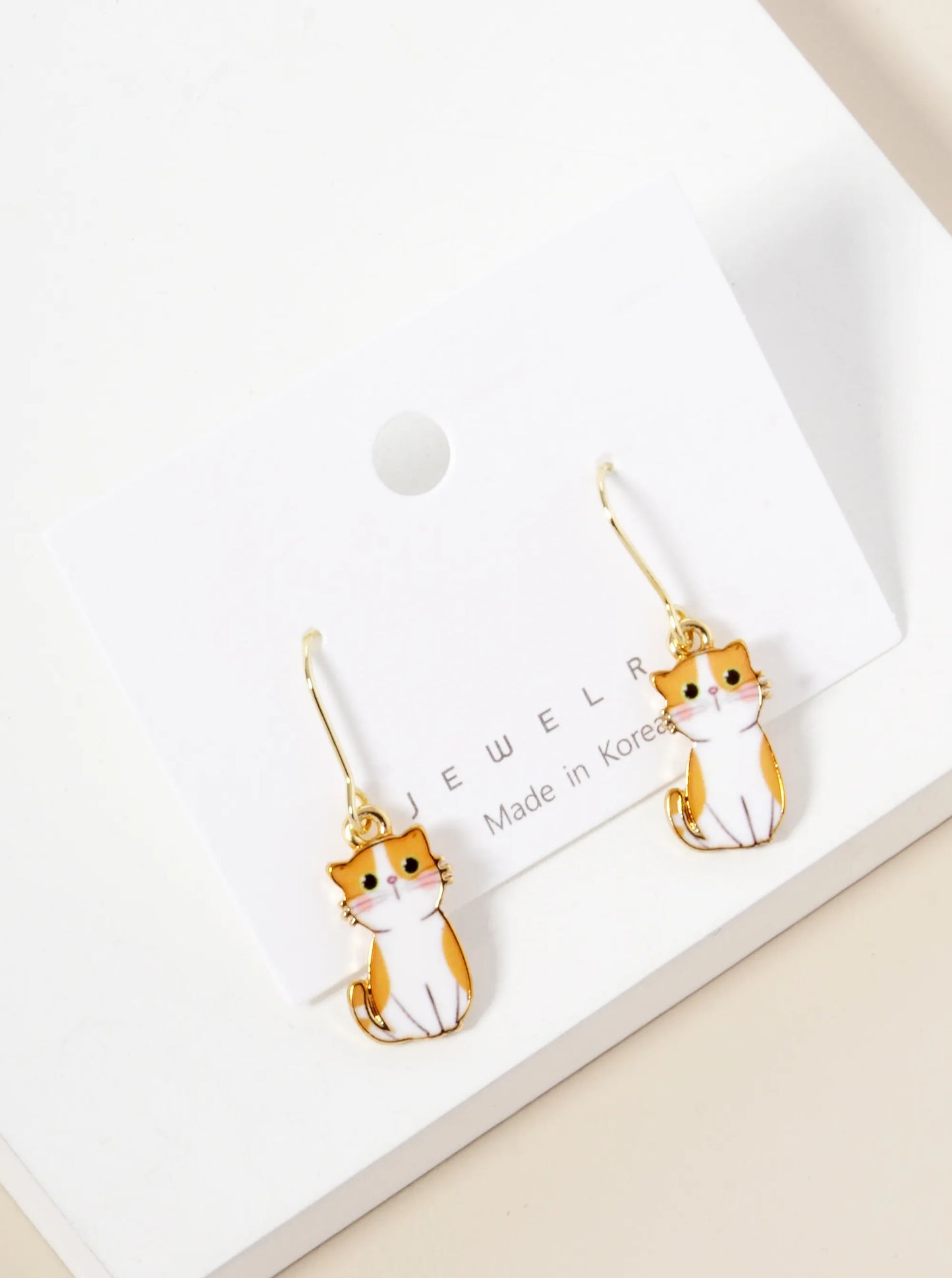 Dainty Cat Dangle Drop Earrings