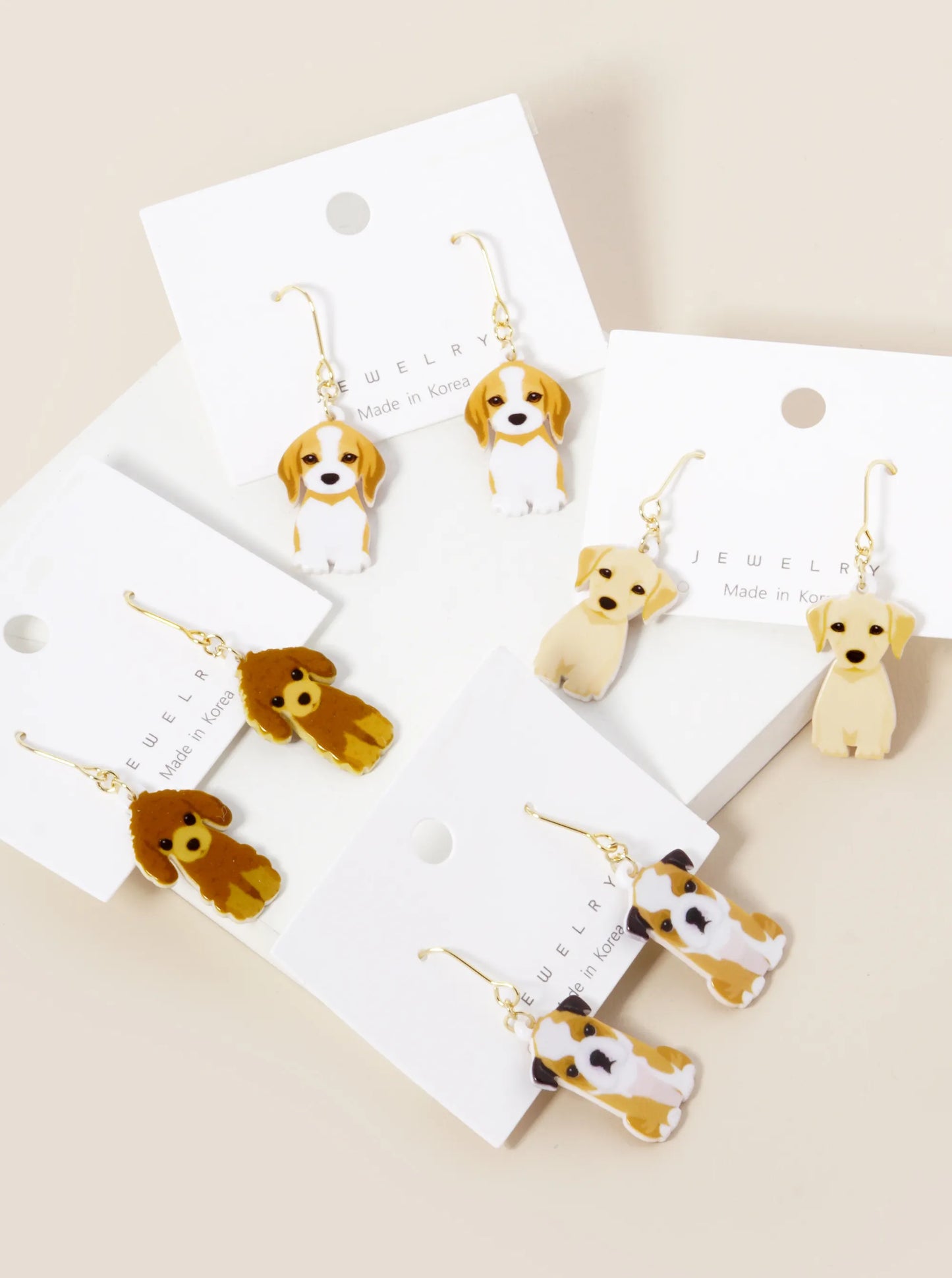 Dainty Dog Dangle Drop Earrings