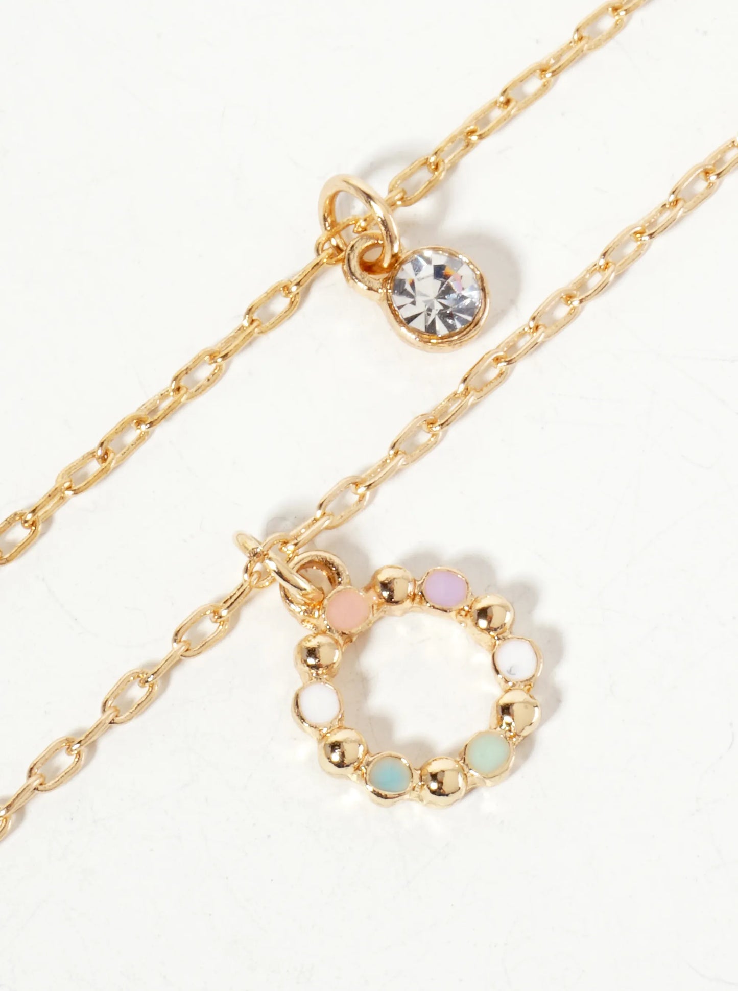 Dainty Enamel Circle Design Pendant 14-16-inch Layered Necklace