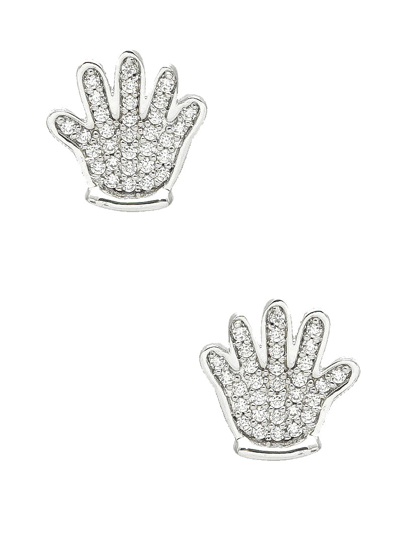 Dainty Hand Cubic Zirconia Post Stud Earrings