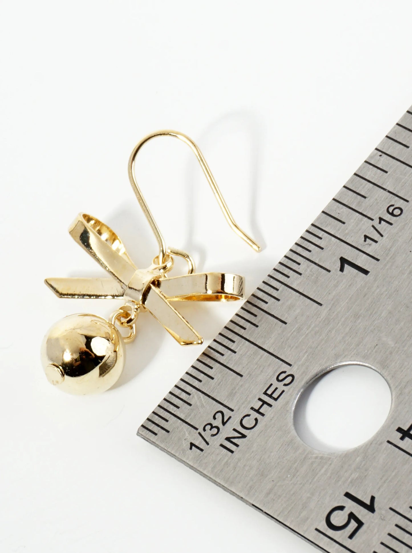 Dainty Polished 14K-Gold-Dipped Ribbon Bow Drop Earrings