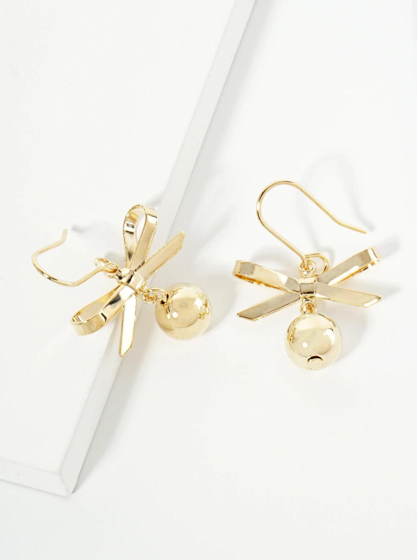 Dainty Polished Metal Ribbon Drop Earrings