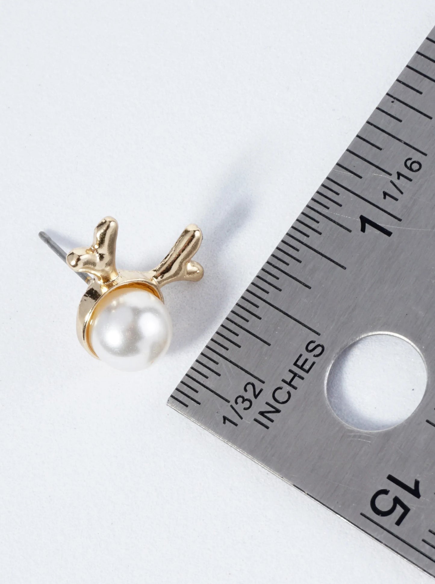 Dainty Rudolph Pearl Stud Earrings