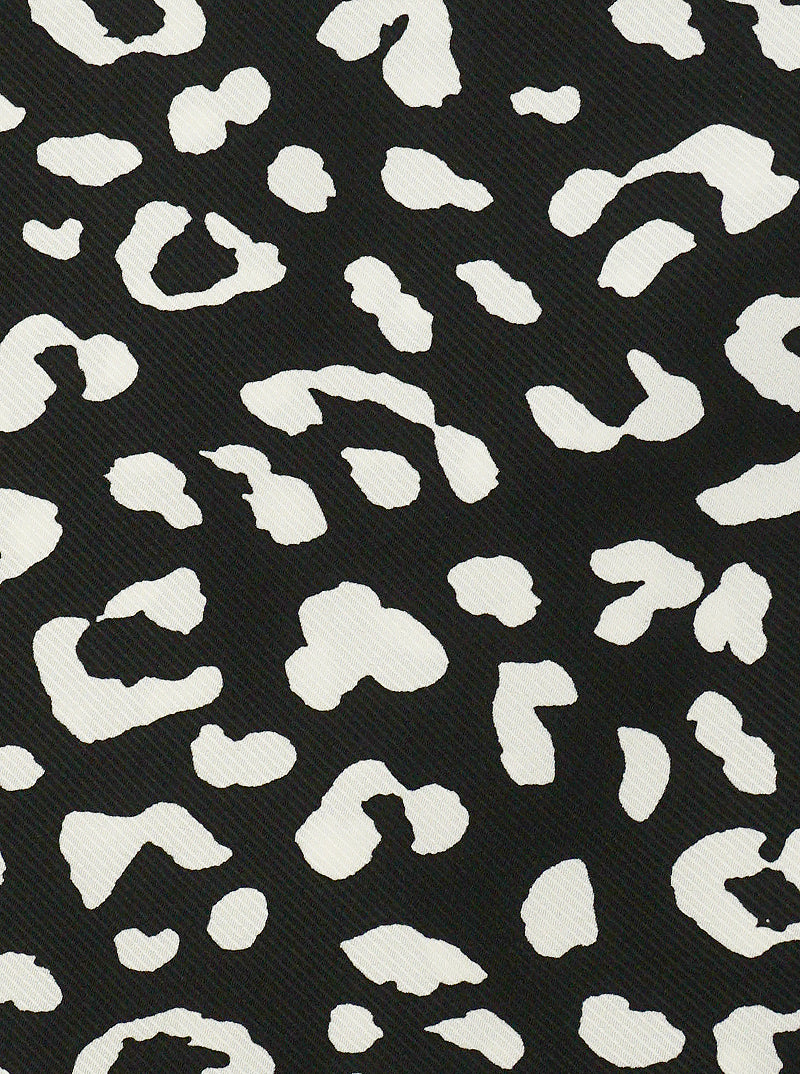 Dalmatian Pattern Polyester Black And White Kimono