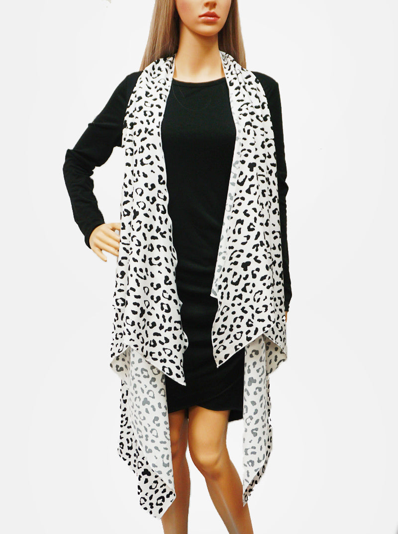 Dalmatian Pattern Polyester Black And White Kimono