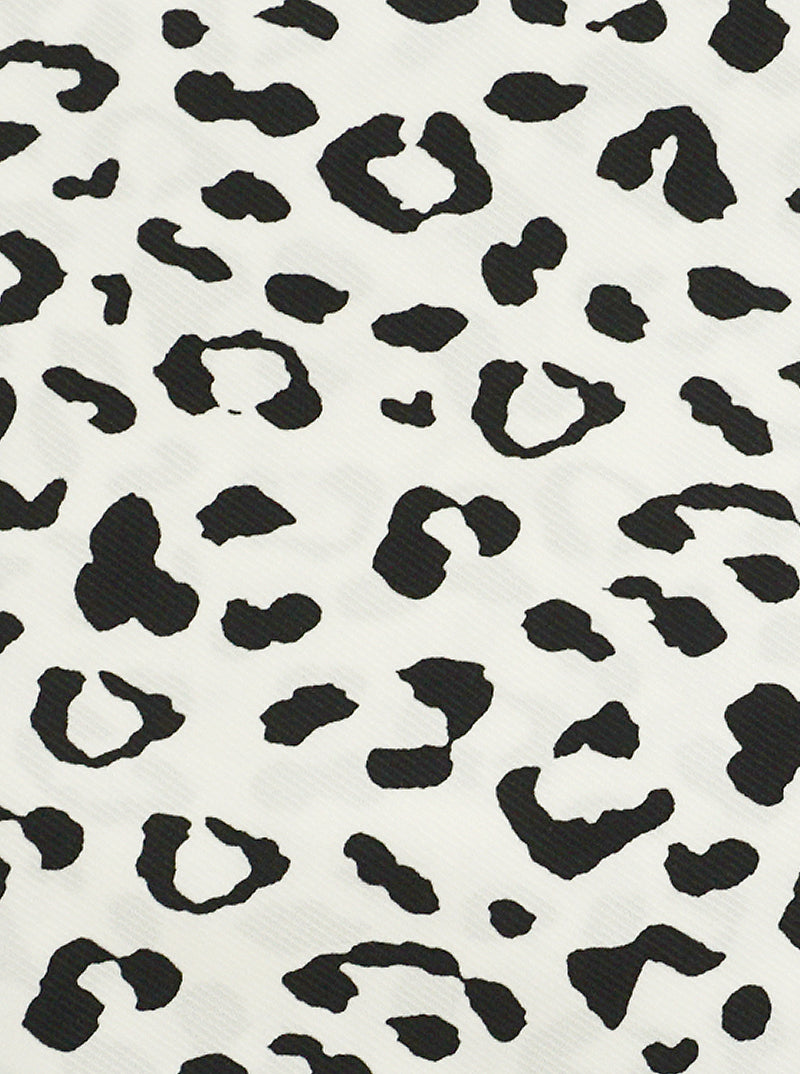 Dalmatian Pattern Polyester Black And White Kimono