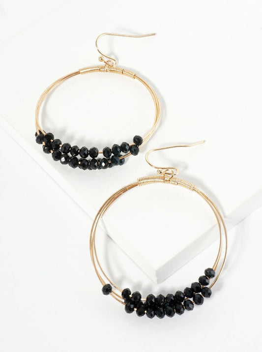 Dangle Earrings With Three Wire Hoops Accented With Glass Beads