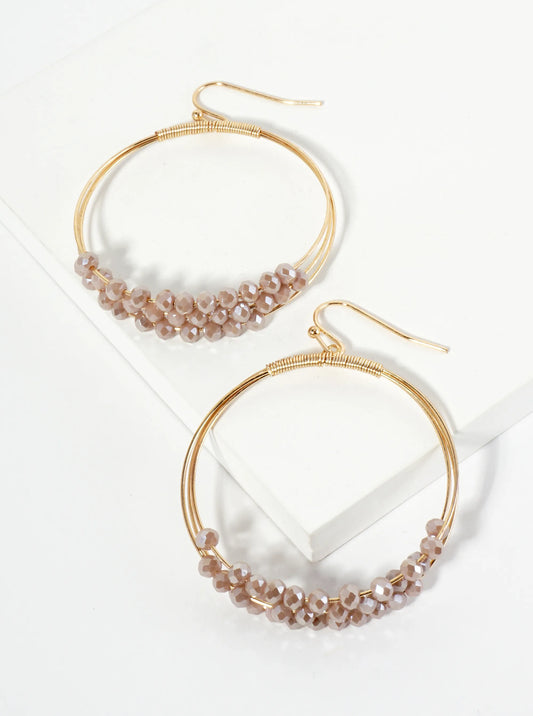 Dangle Earrings With Three Wire Hoops Accented With Glass Beads