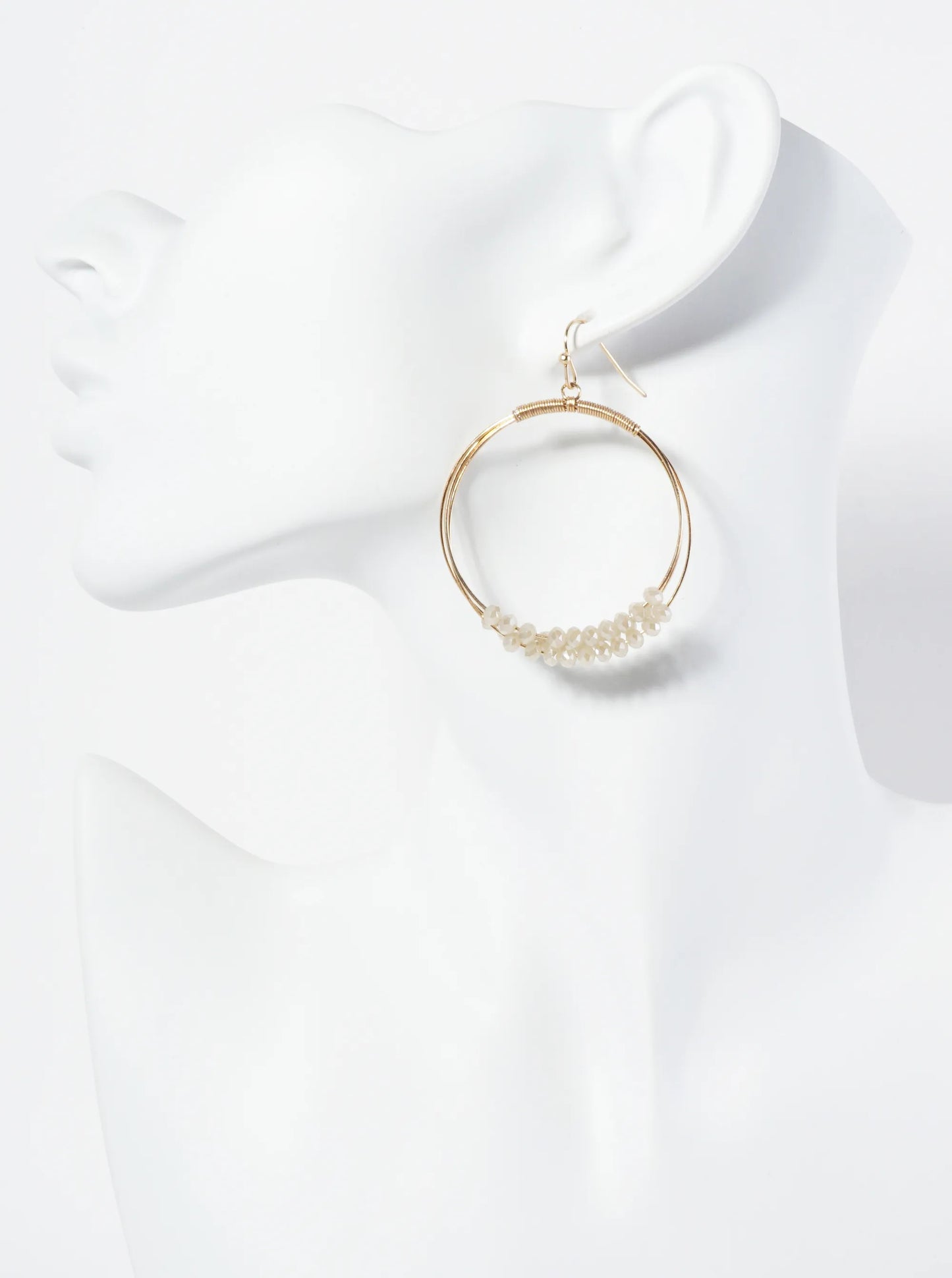 Dangle Earrings With Three Wire Hoops Accented With Glass Beads