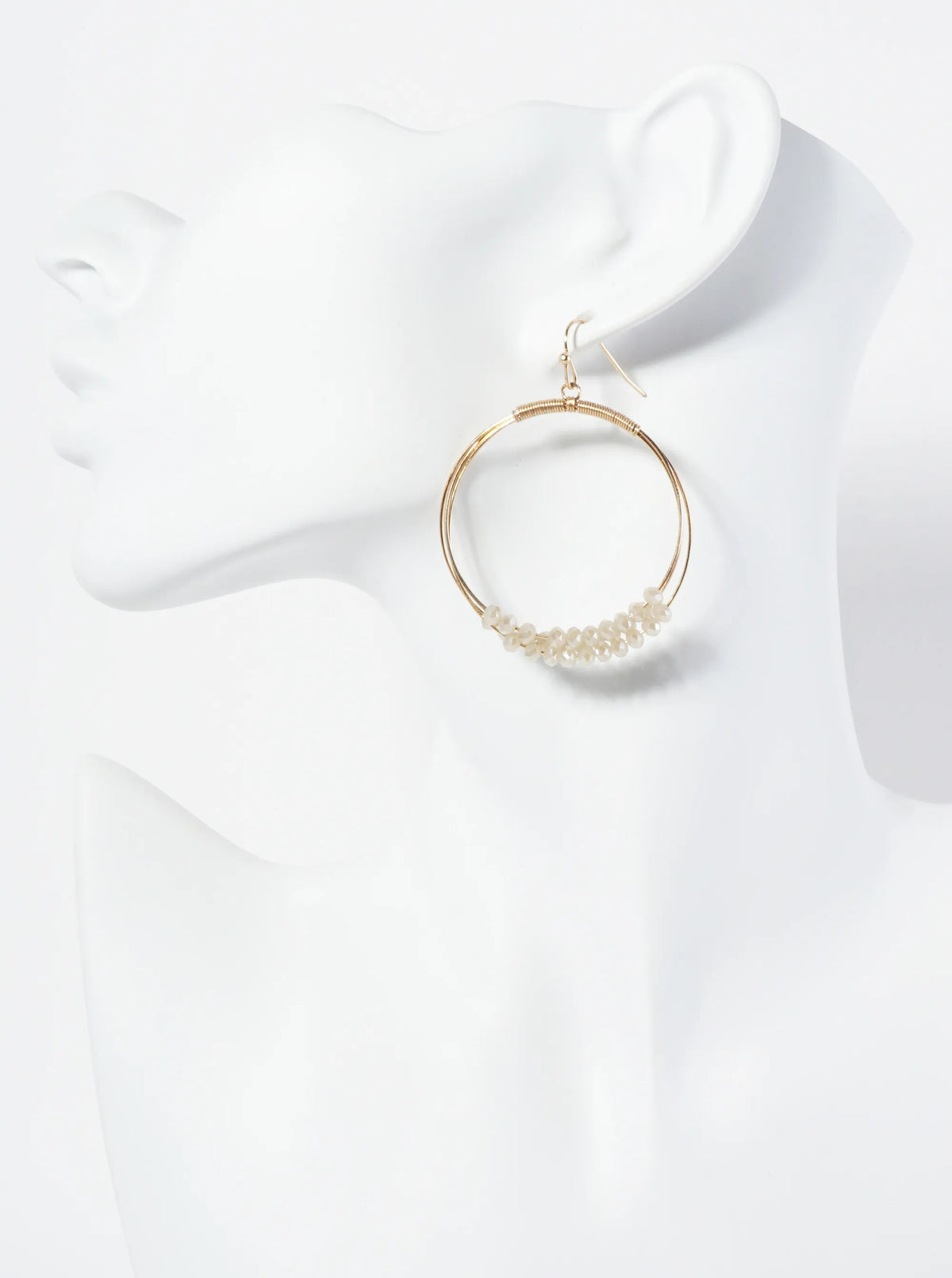 Dangle Earrings With Three Wire Hoops Accented With Glass Beads
