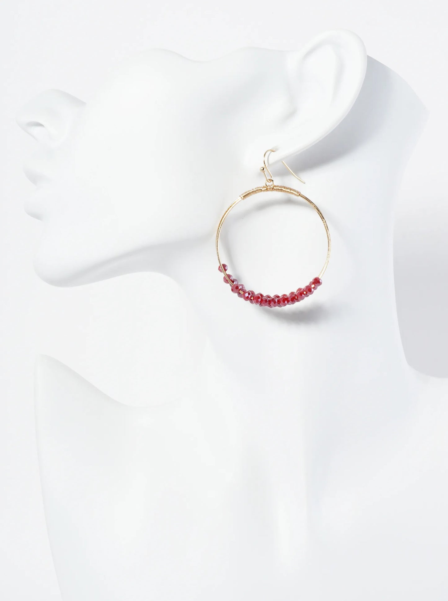 Dangle Earrings With Three Wire Hoops Accented With Glass Beads