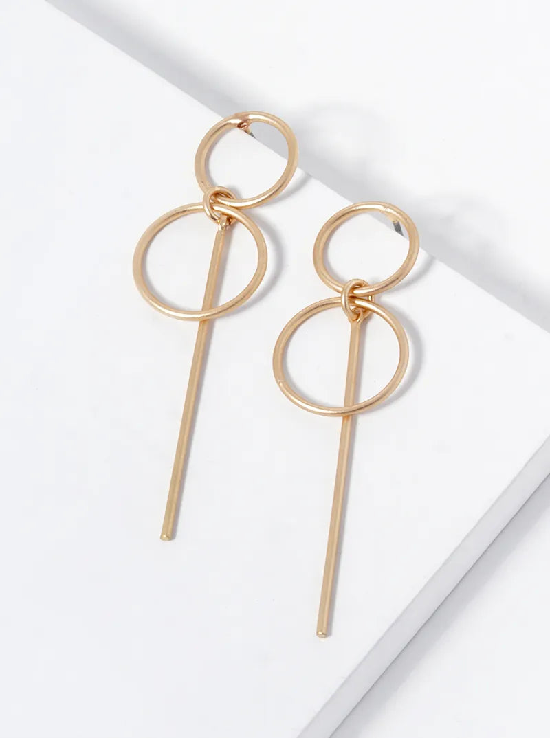 Delicate Double Circle Bar Drop Earrings