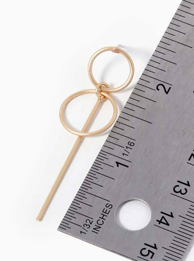 Delicate Double Circle Bar Drop Earrings