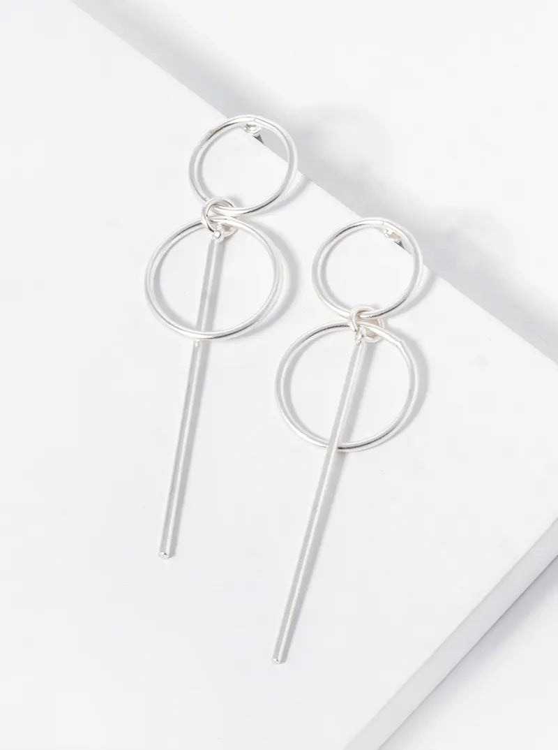 Delicate Double Circle Bar Drop Earrings