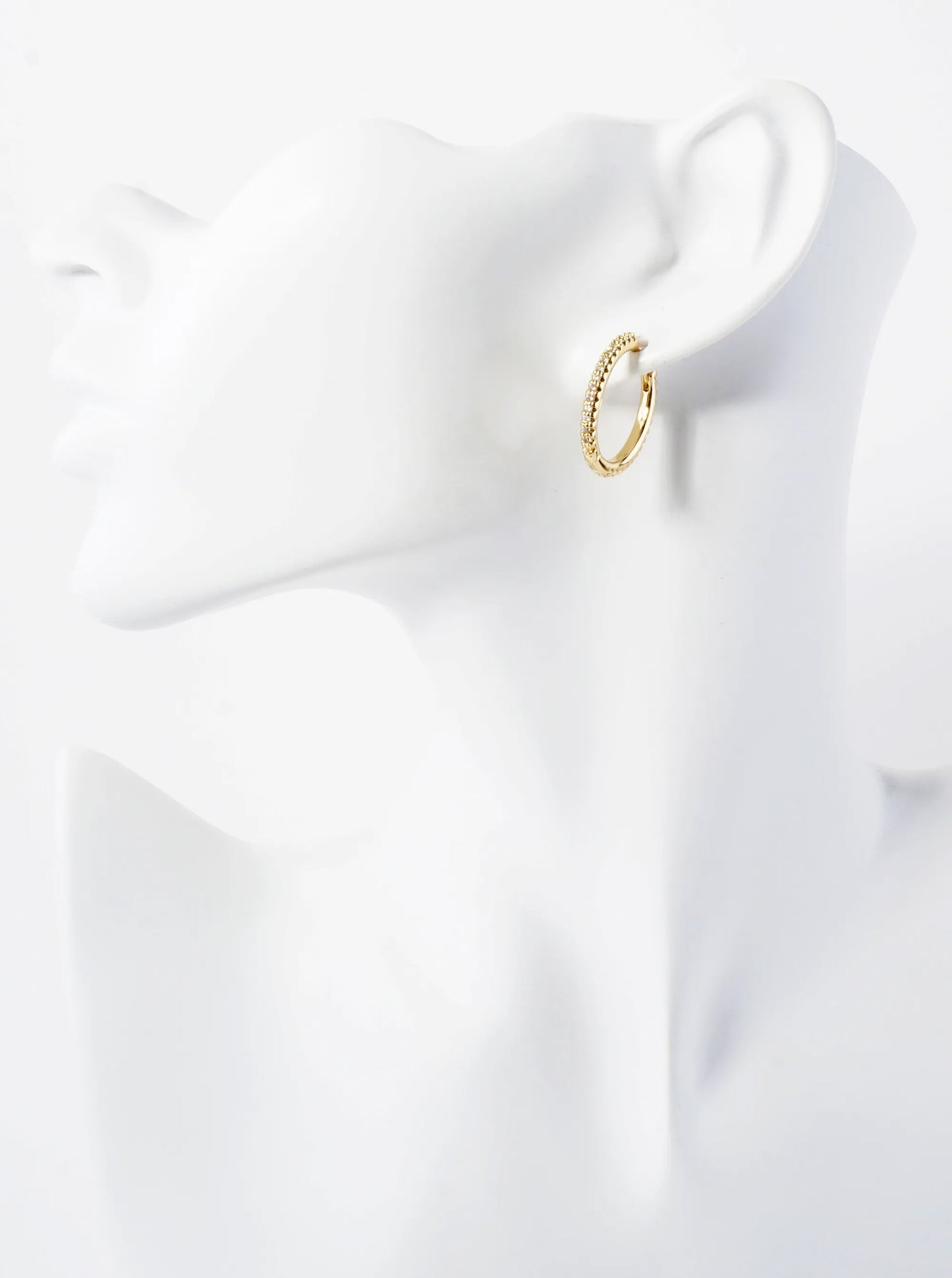 Delicate French-V-Split-Set Cubic-Zirconia Oval Shaped 14K-Gold-Dipped 20mm Brass Hoop Earrings