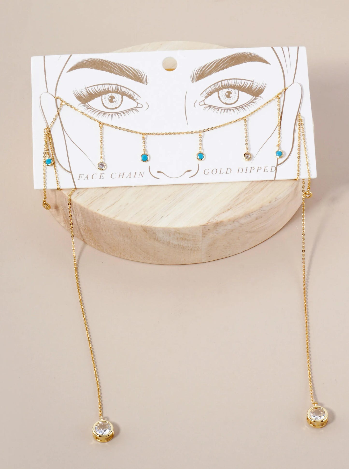 Delicate Stone Chain Accents 9mm Round Bezel-Set Cubic-Zirconia Drop 18K-Gold-Dipped Face-Chain