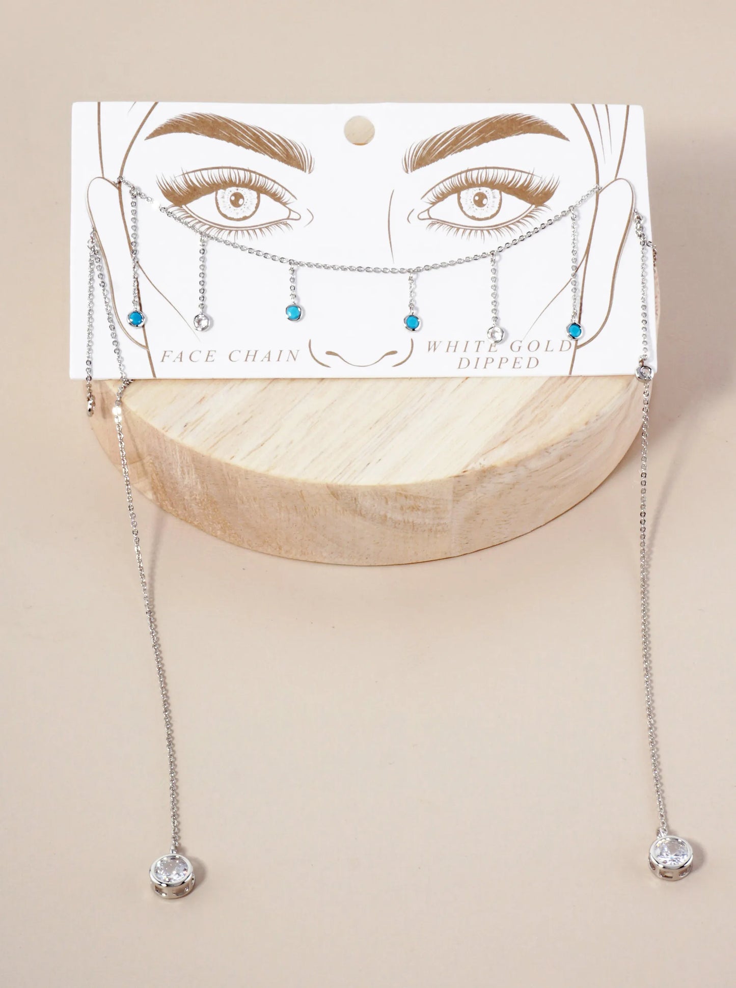 Delicate Stone Chain Accents 9mm Round Bezel-Set Cubic-Zirconia Drop 18K-Gold-Dipped Face-Chain