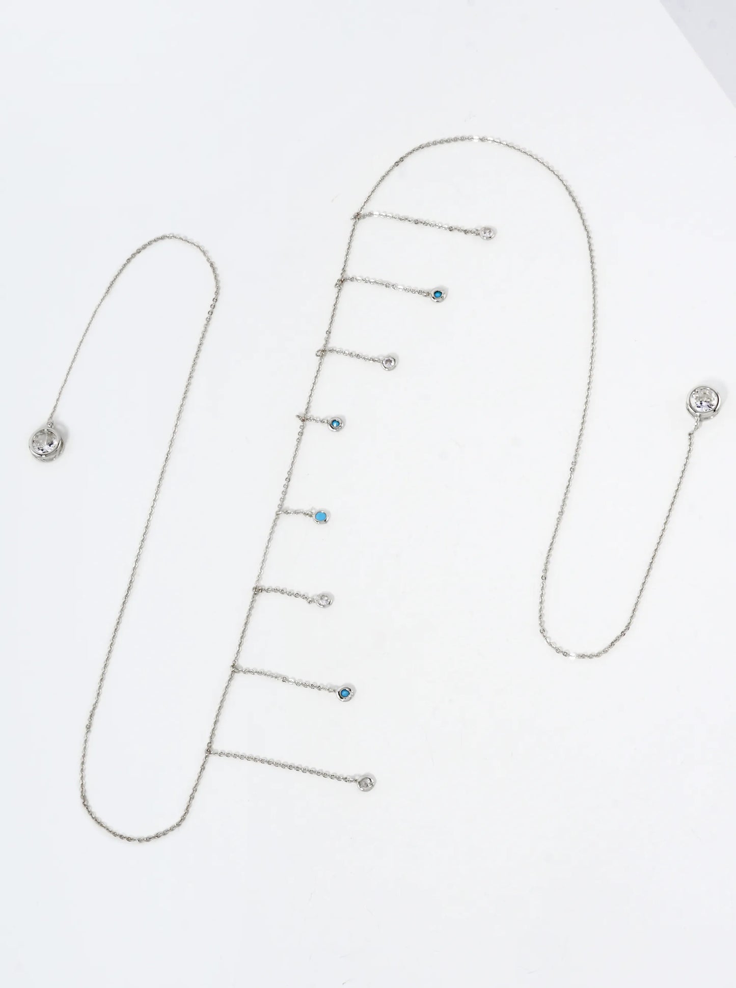 Delicate Stone Chain Accents 9mm Round Bezel-Set Cubic-Zirconia Drop 18K-Gold-Dipped Face-Chain
