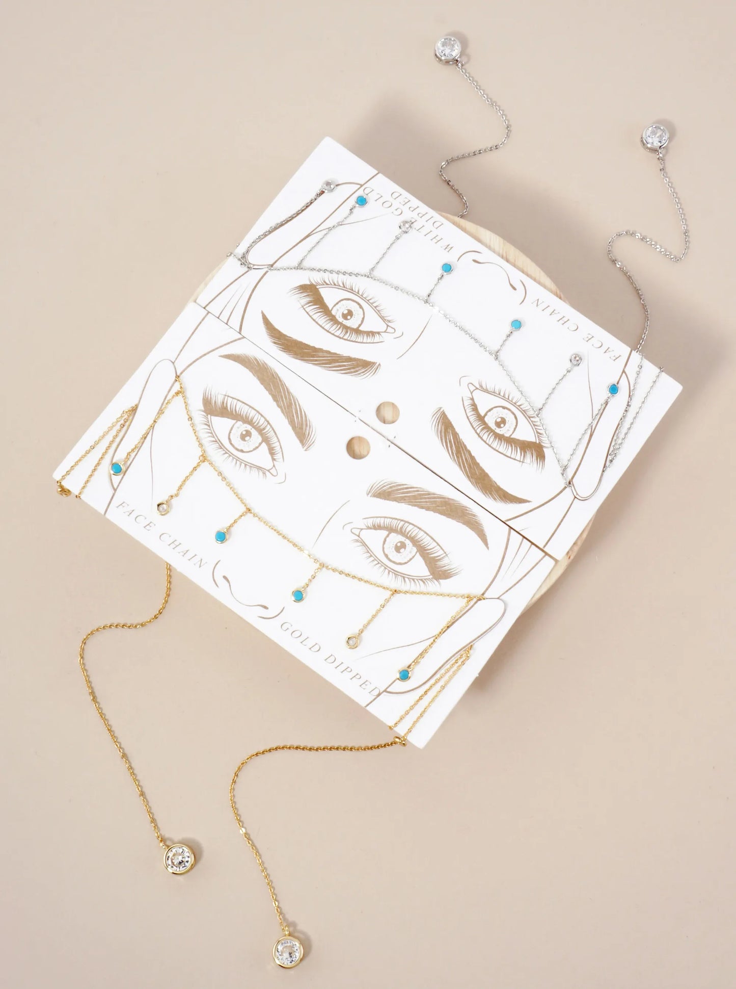Delicate Stone Chain Accents 9mm Round Bezel-Set Cubic-Zirconia Drop 18K-Gold-Dipped Face-Chain