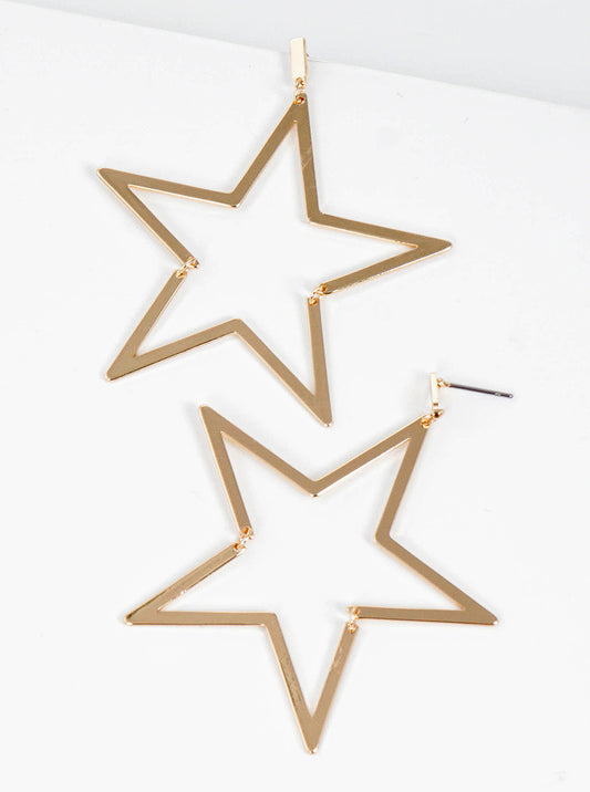 Delicate Star Polished Metal Post Dangle Earrings