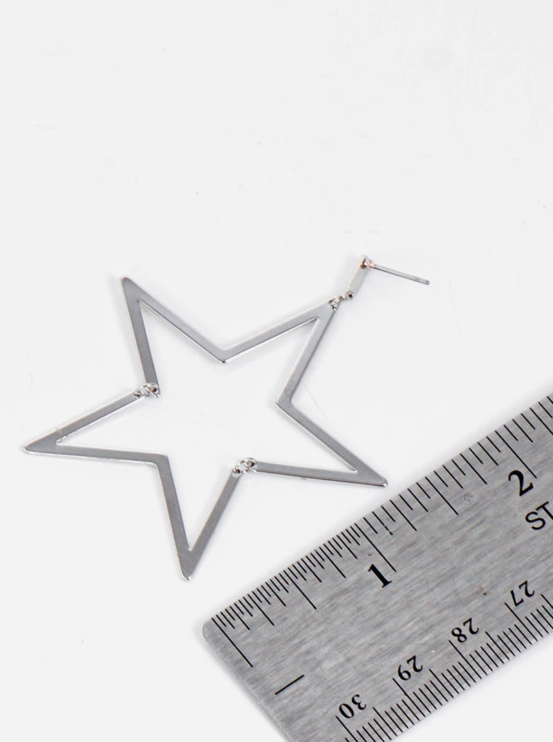Delicate Star Polished Metal Post Dangle Earrings