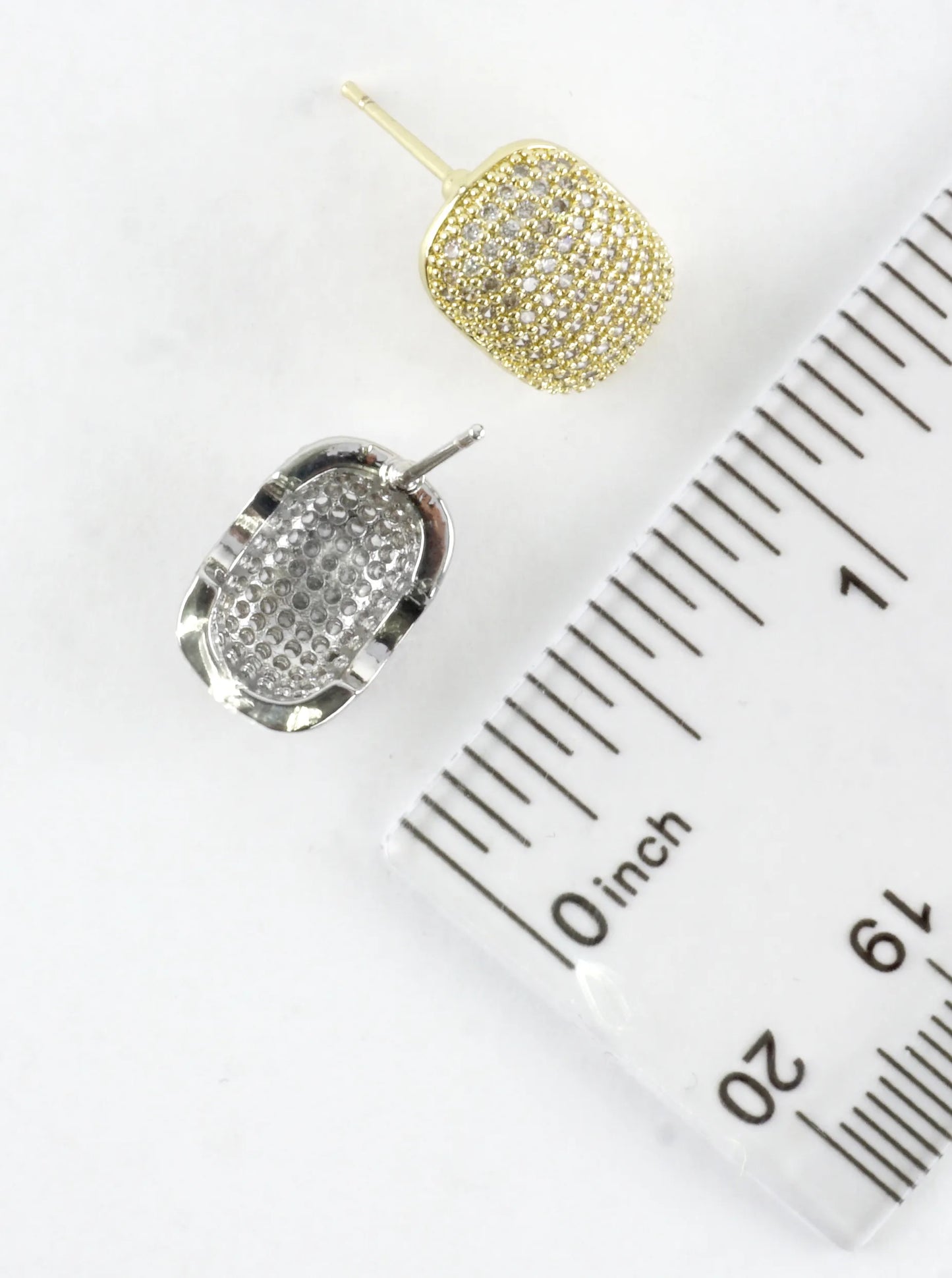 Dense Micro Pave CZ Cushion Drop Earrings
