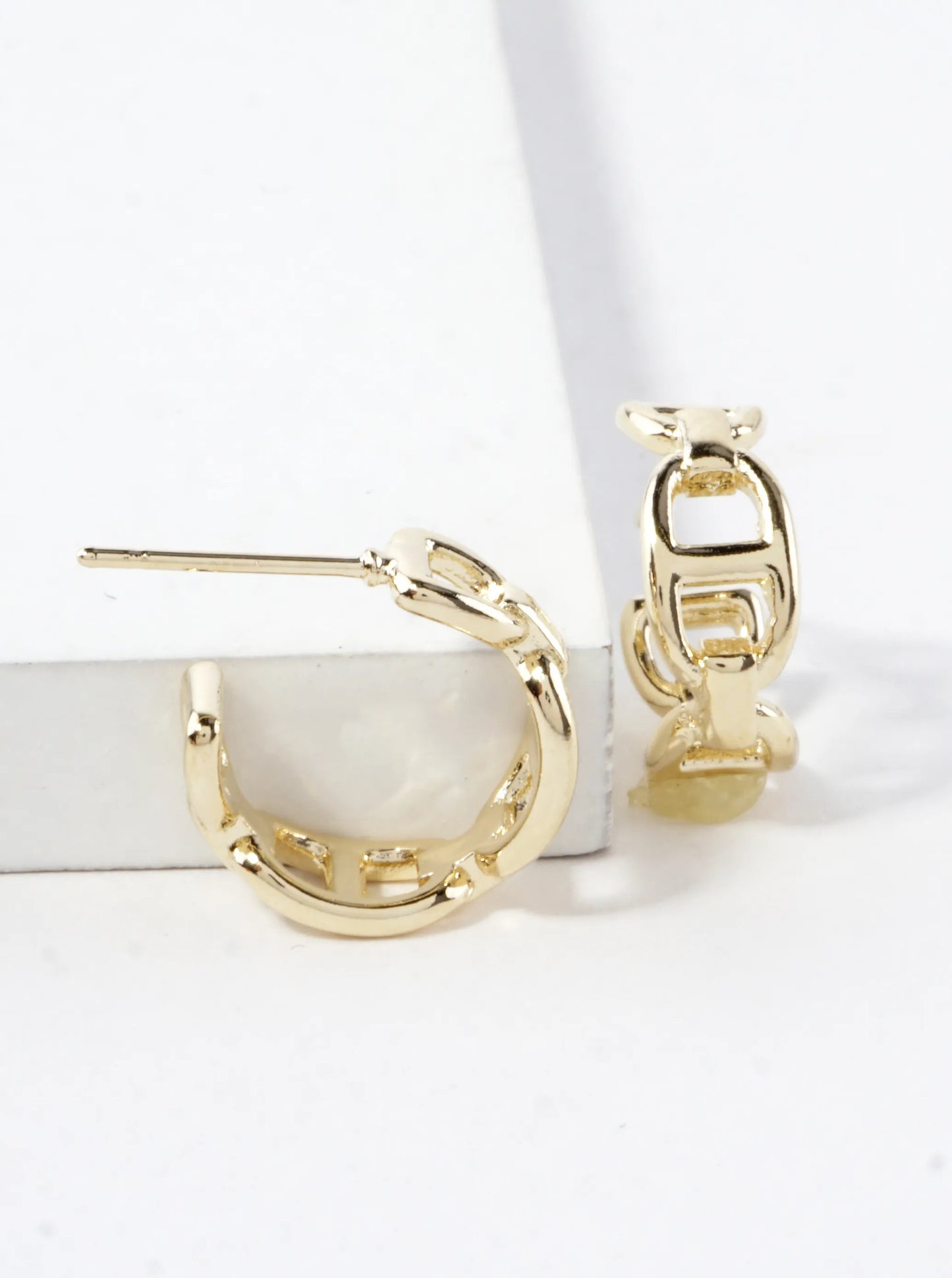 Designer Chain Texture Brass Hoop Earrings