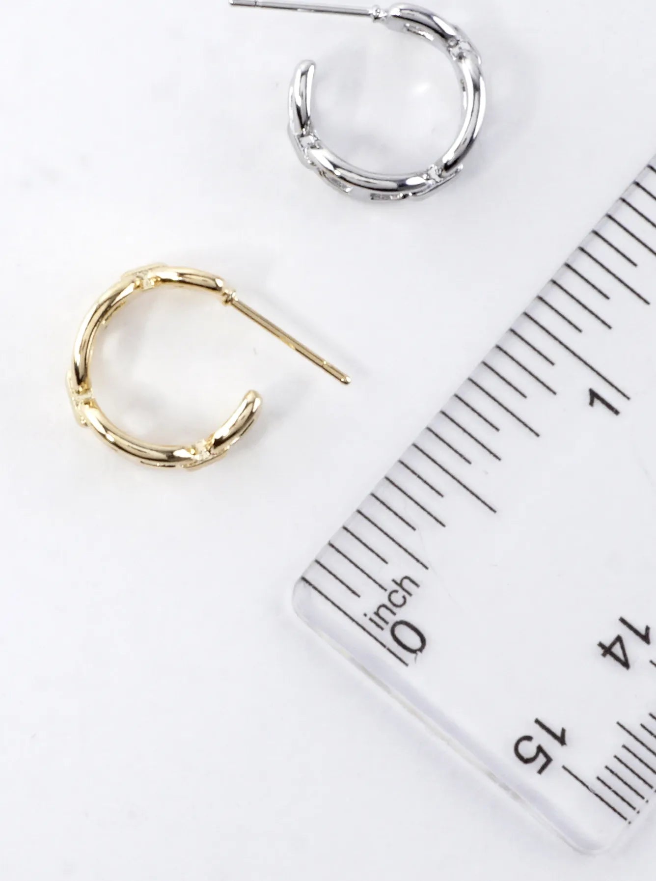 Designer Chain Texture Brass Hoop Earrings