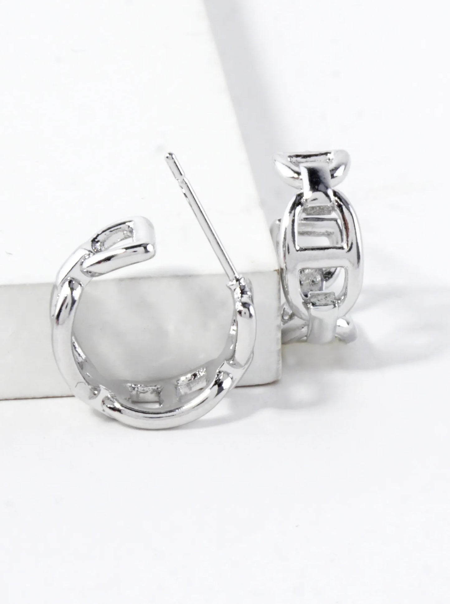 Designer Chain Texture Brass Hoop Earrings