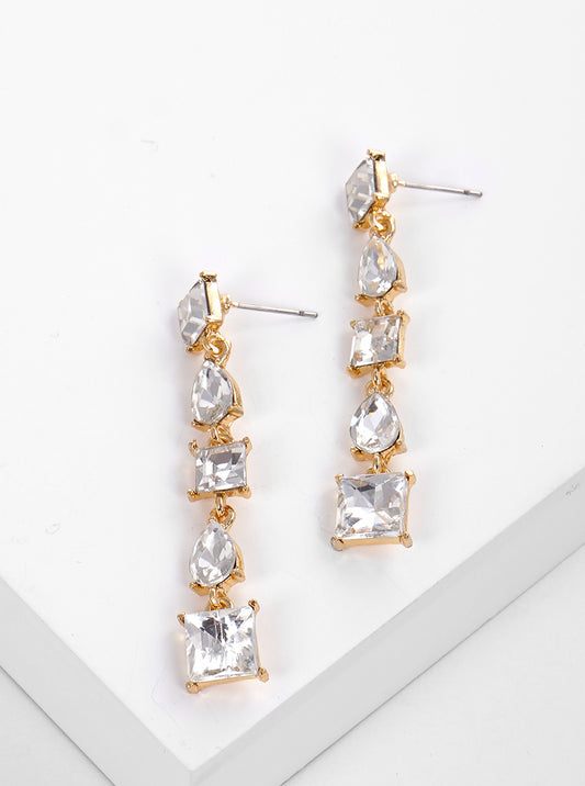 Designer-inspired Crystal Stone Drop Post Earrings