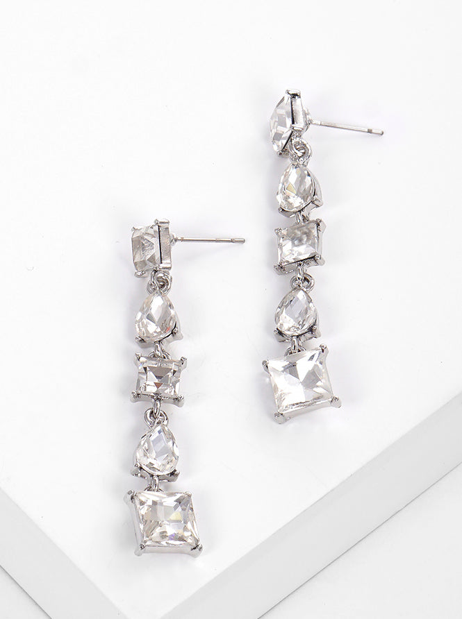 Designer-inspired Crystal Stone Drop Post Earrings