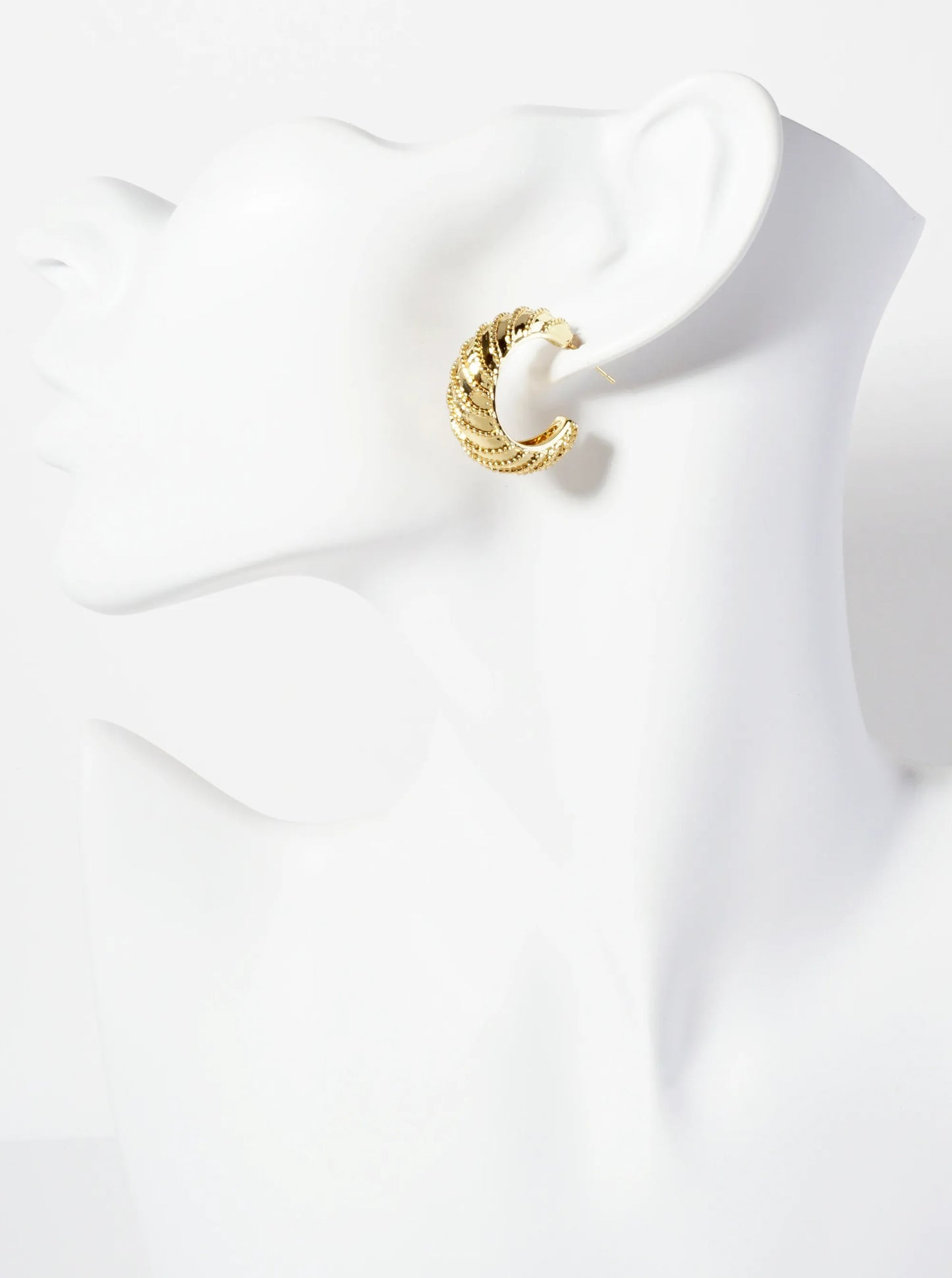 Diagonal Vortex-Textured 25mm 18K-Gold-Dipped Open Hoop Earrings