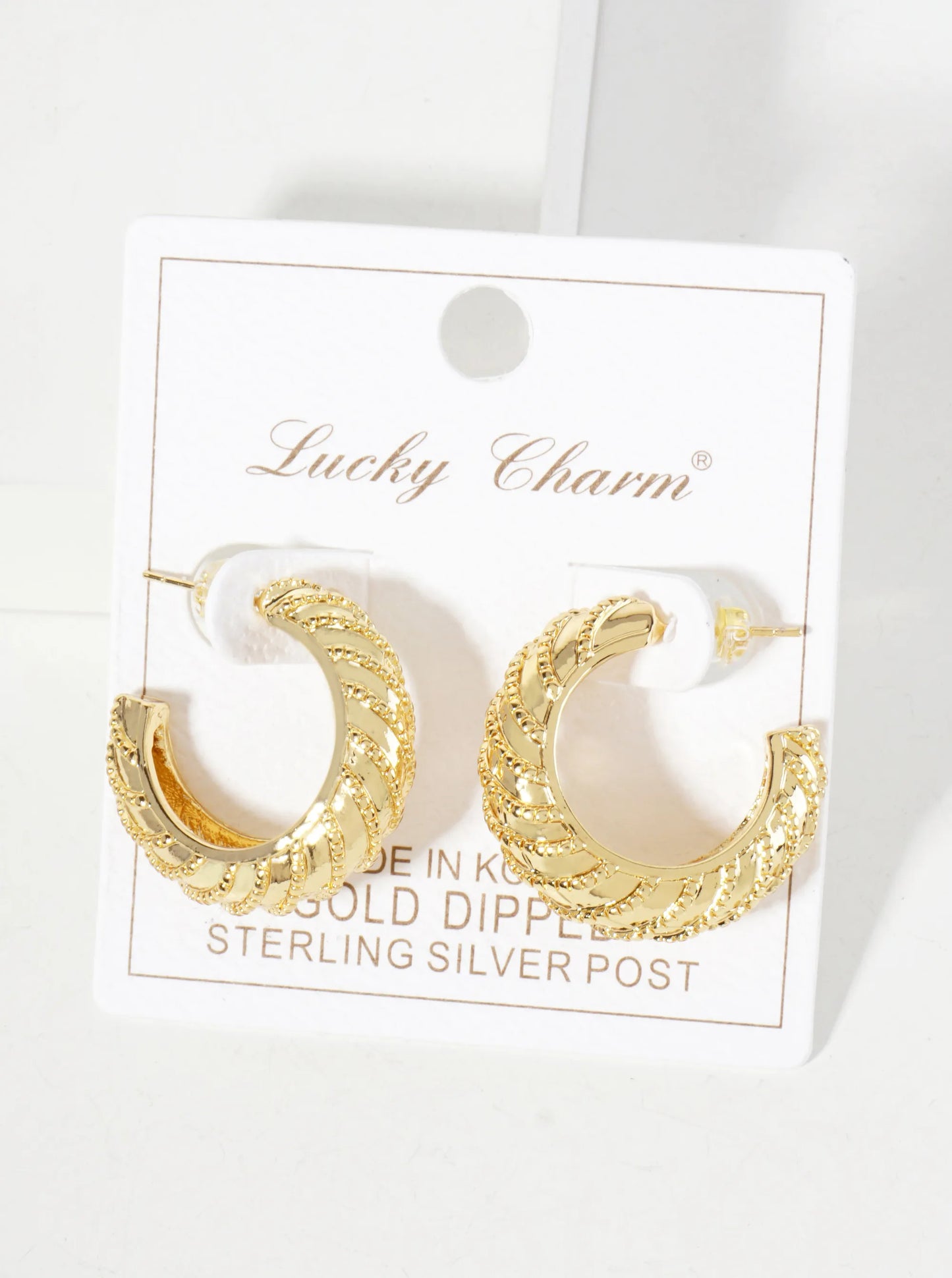 Diagonal Vortex-Textured 25mm 18K-Gold-Dipped Open Hoop Earrings
