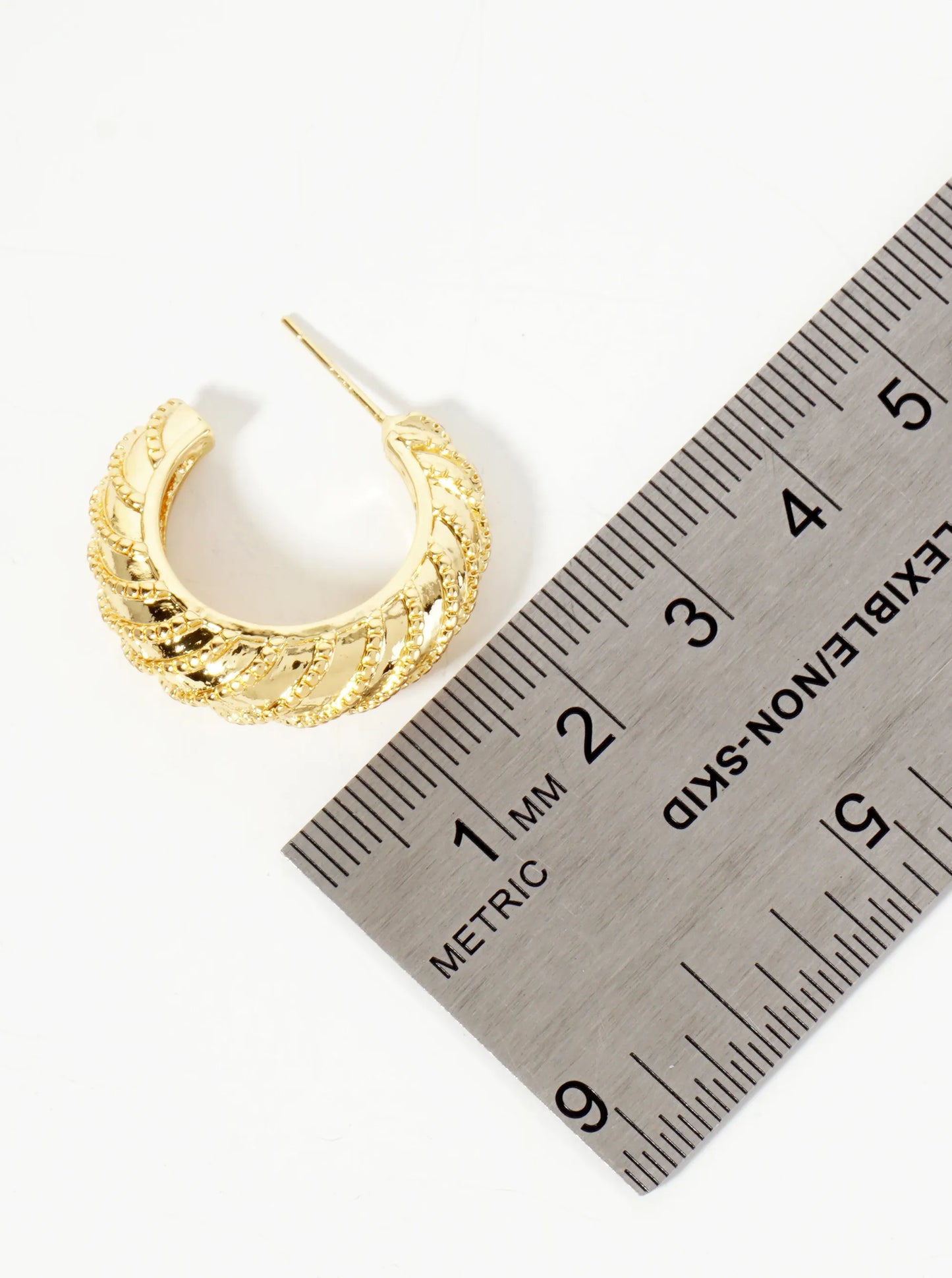 Diagonal Vortex-Textured 25mm 18K-Gold-Dipped Open Hoop Earrings