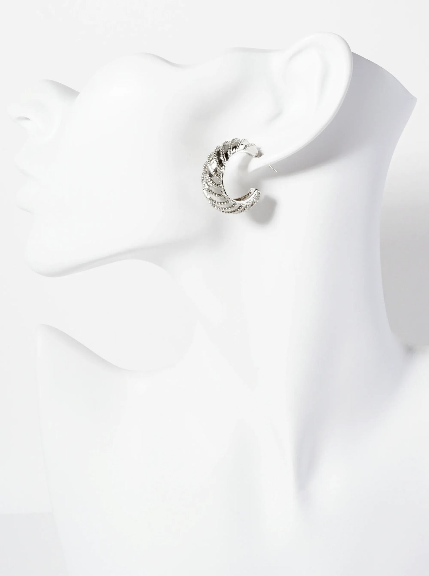 Diagonal Vortex-Textured 25mm 18K-Gold-Dipped Open Hoop Earrings