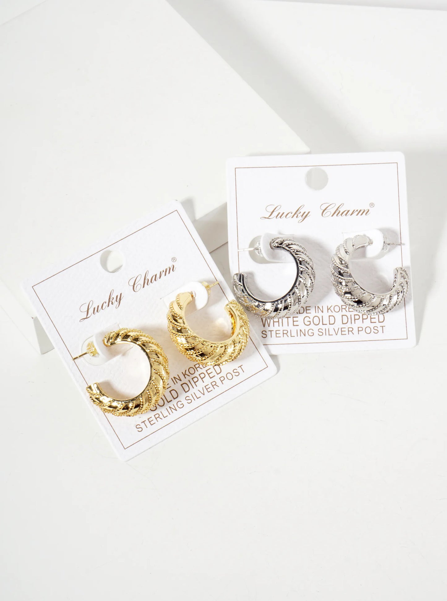 Diagonal Vortex-Textured 25mm 18K-Gold-Dipped Open Hoop Earrings