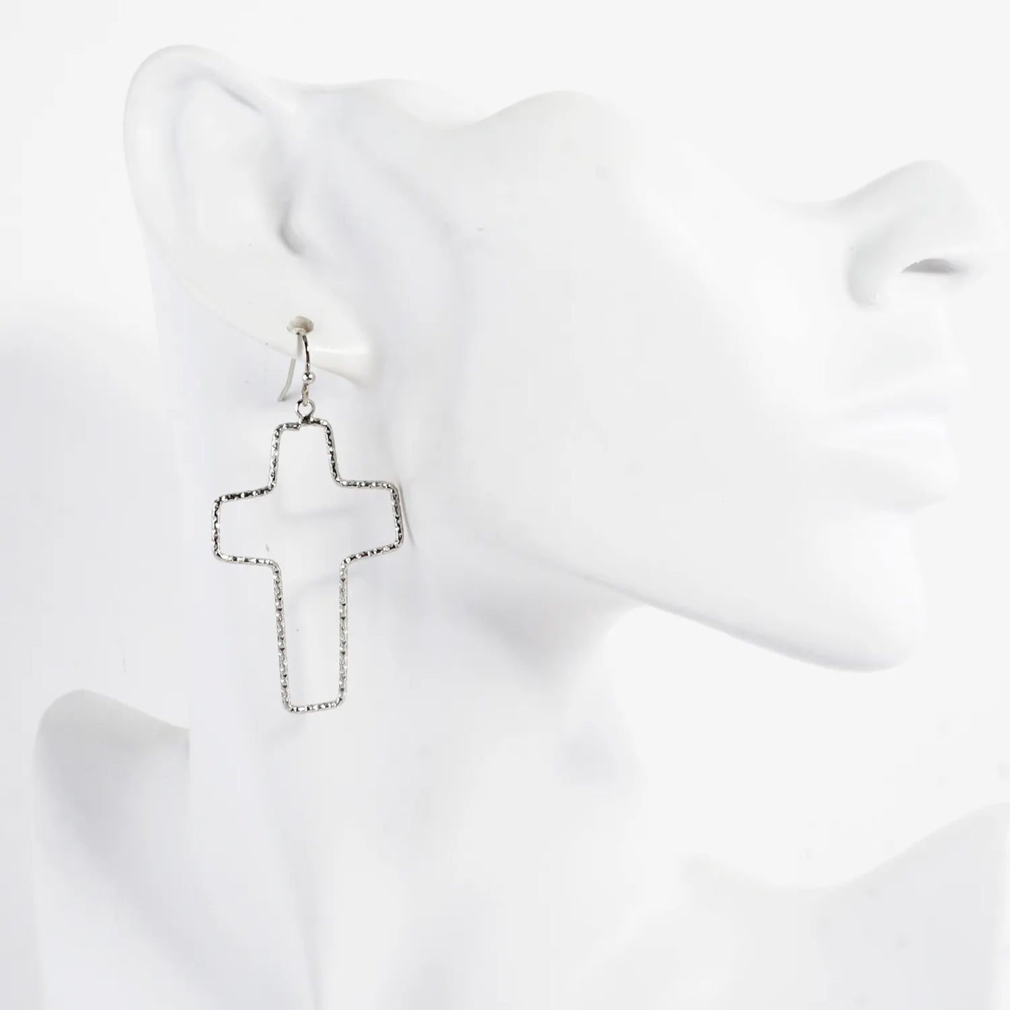 Diamond-Cut Cross Dangle Drop Earrings