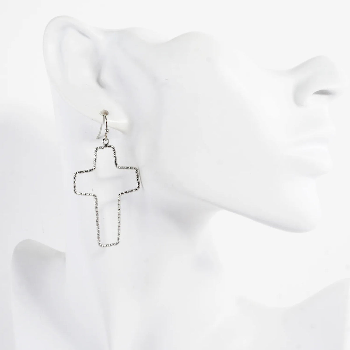 Diamond-Cut Cross Dangle Drop Earrings