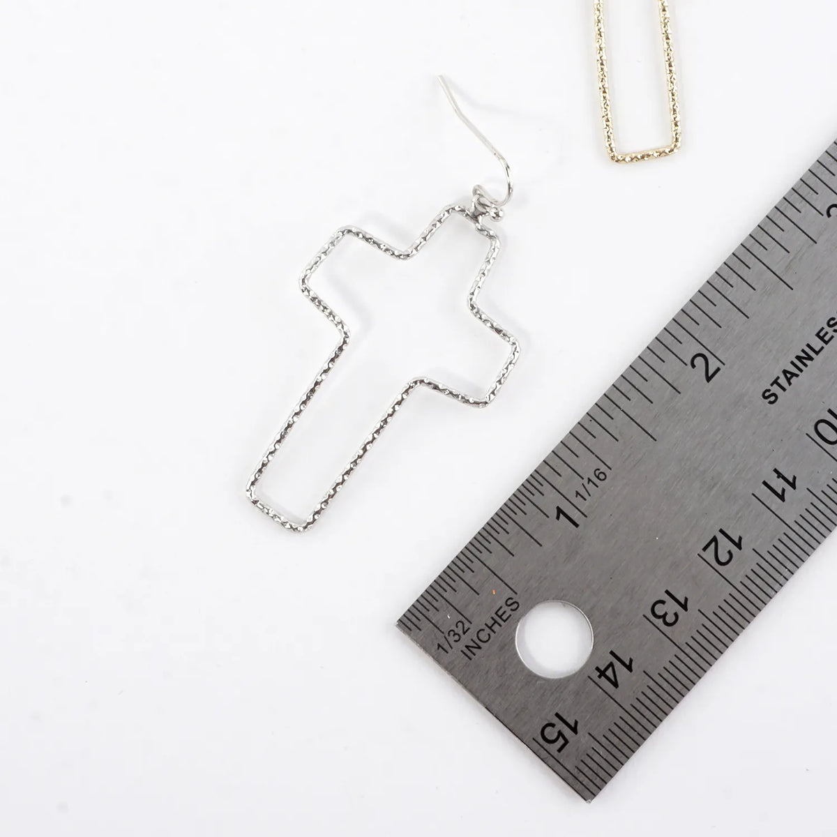 Diamond-Cut Cross Dangle Drop Earrings