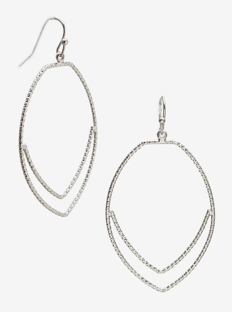 METAL LINK CHAIN HOOP DANGLE DROP EARRINGS