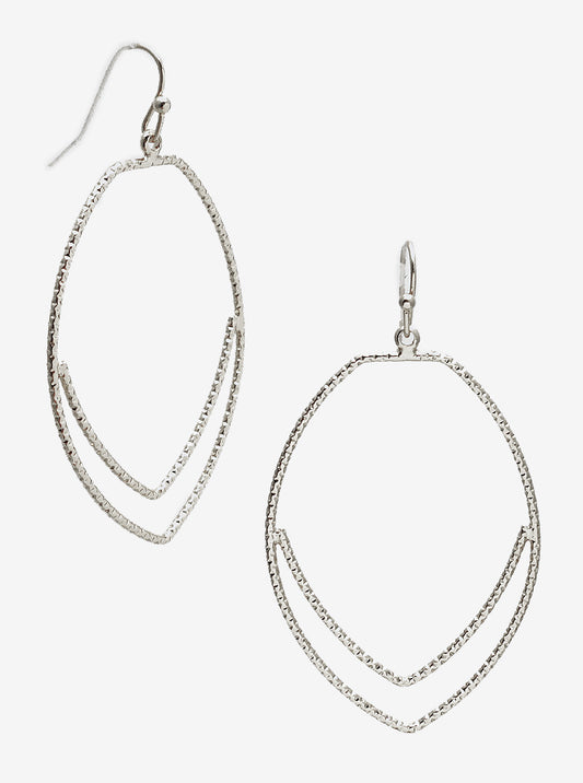METAL LINK CHAIN HOOP DANGLE DROP EARRINGS