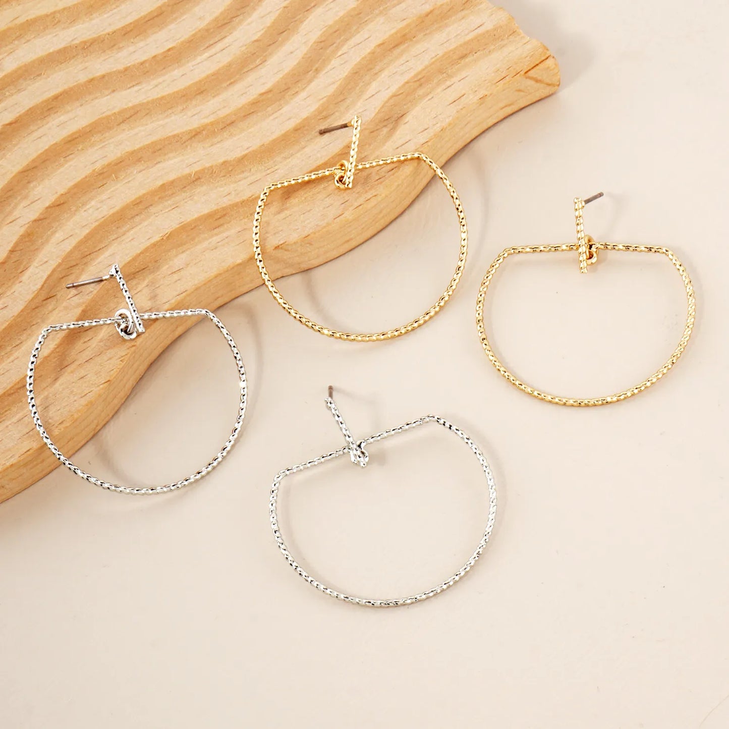 Diamond-Cut Textured Metal Geometric Earrings