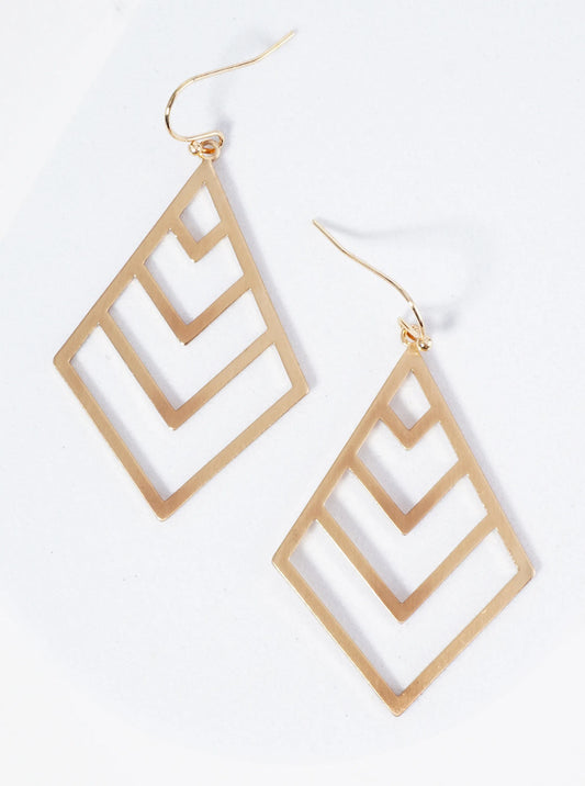 Diamond Dangle Earrings With Chevron Design Inside