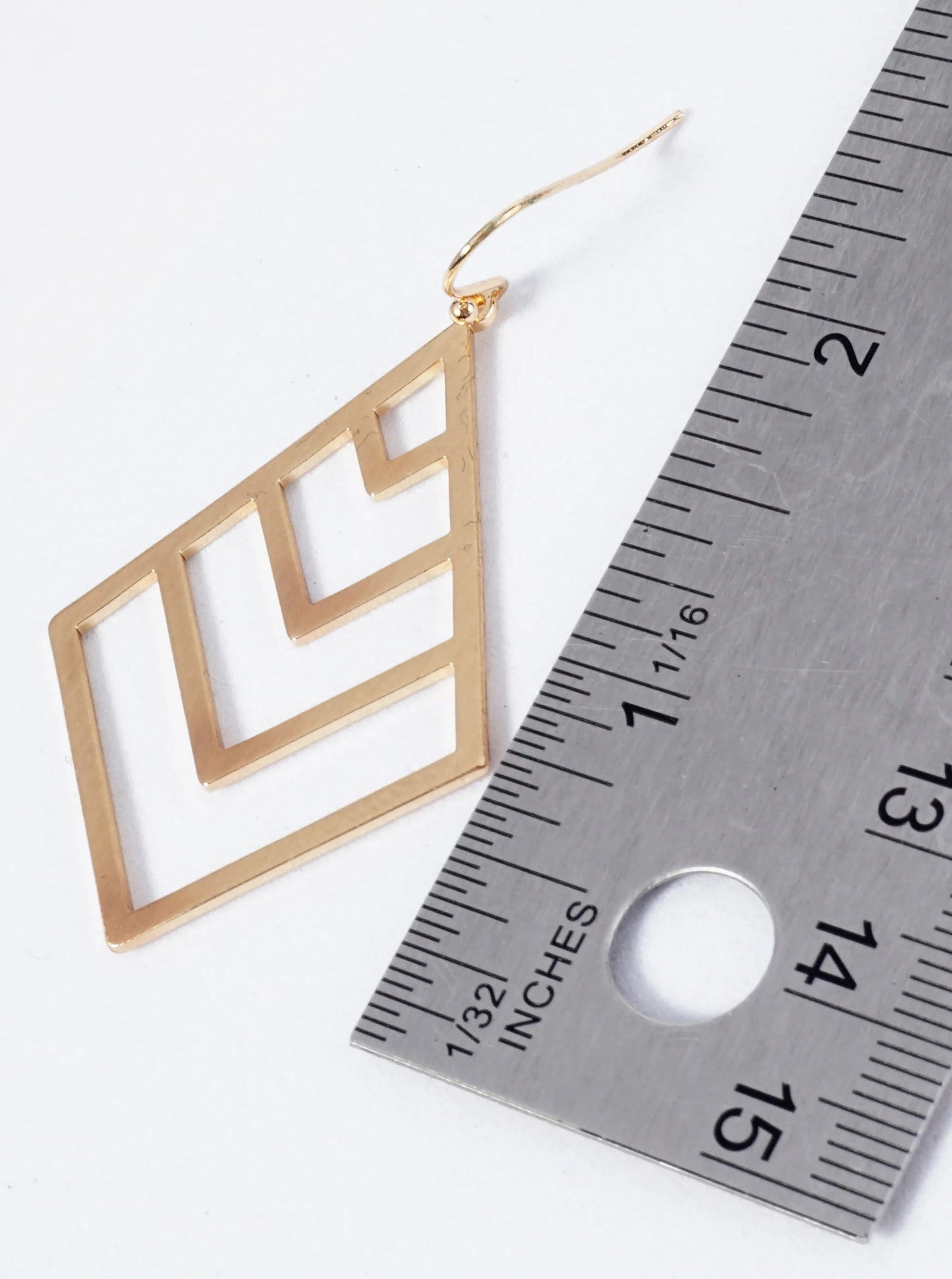 Diamond Dangle Earrings With Chevron Design Inside