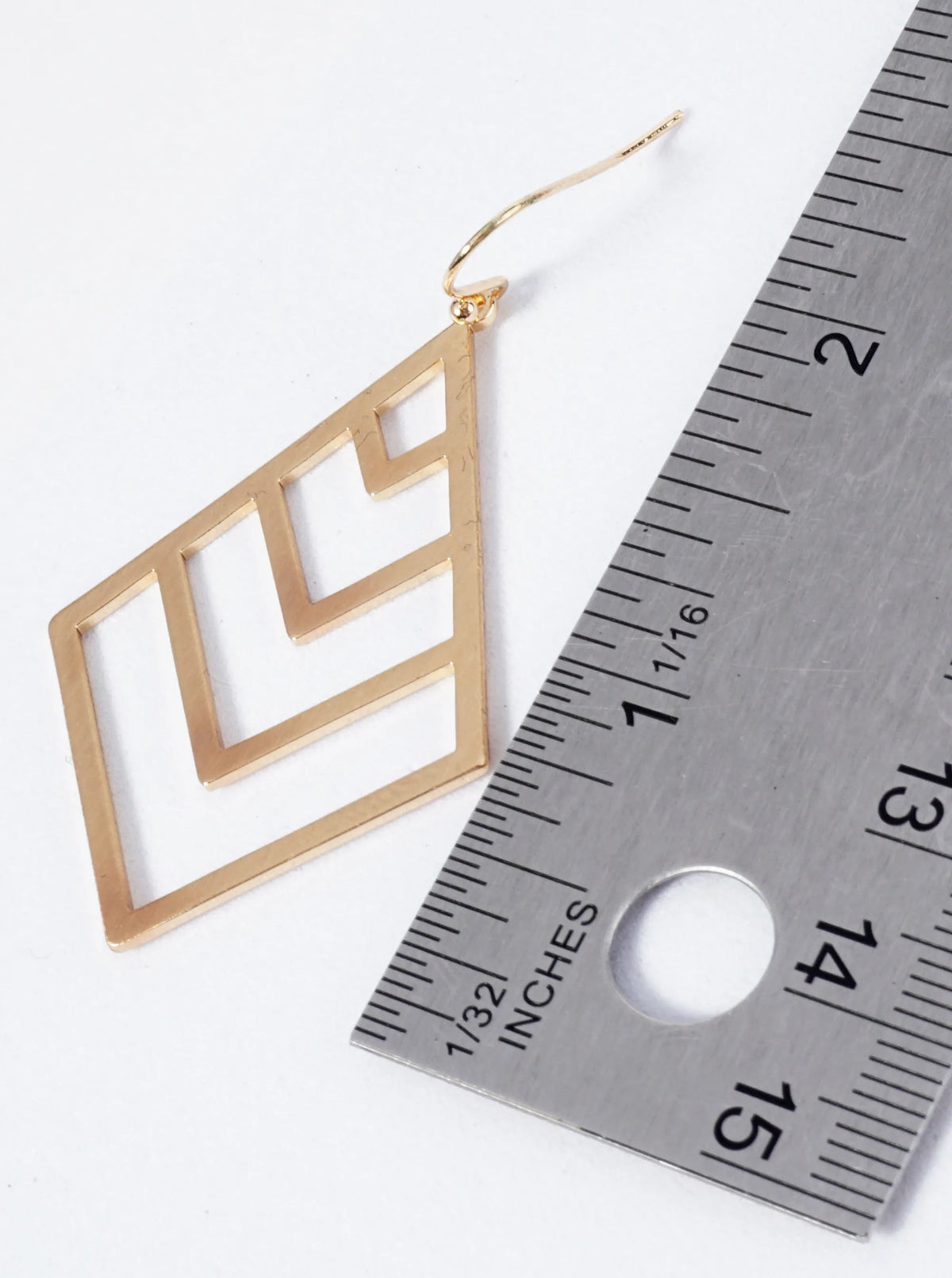 Diamond Dangle Earrings With Chevron Design Inside