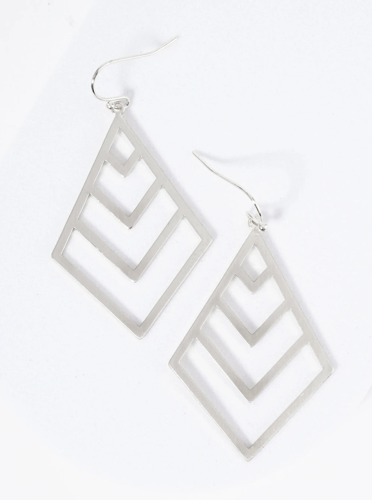 Diamond Dangle Earrings With Chevron Design Inside