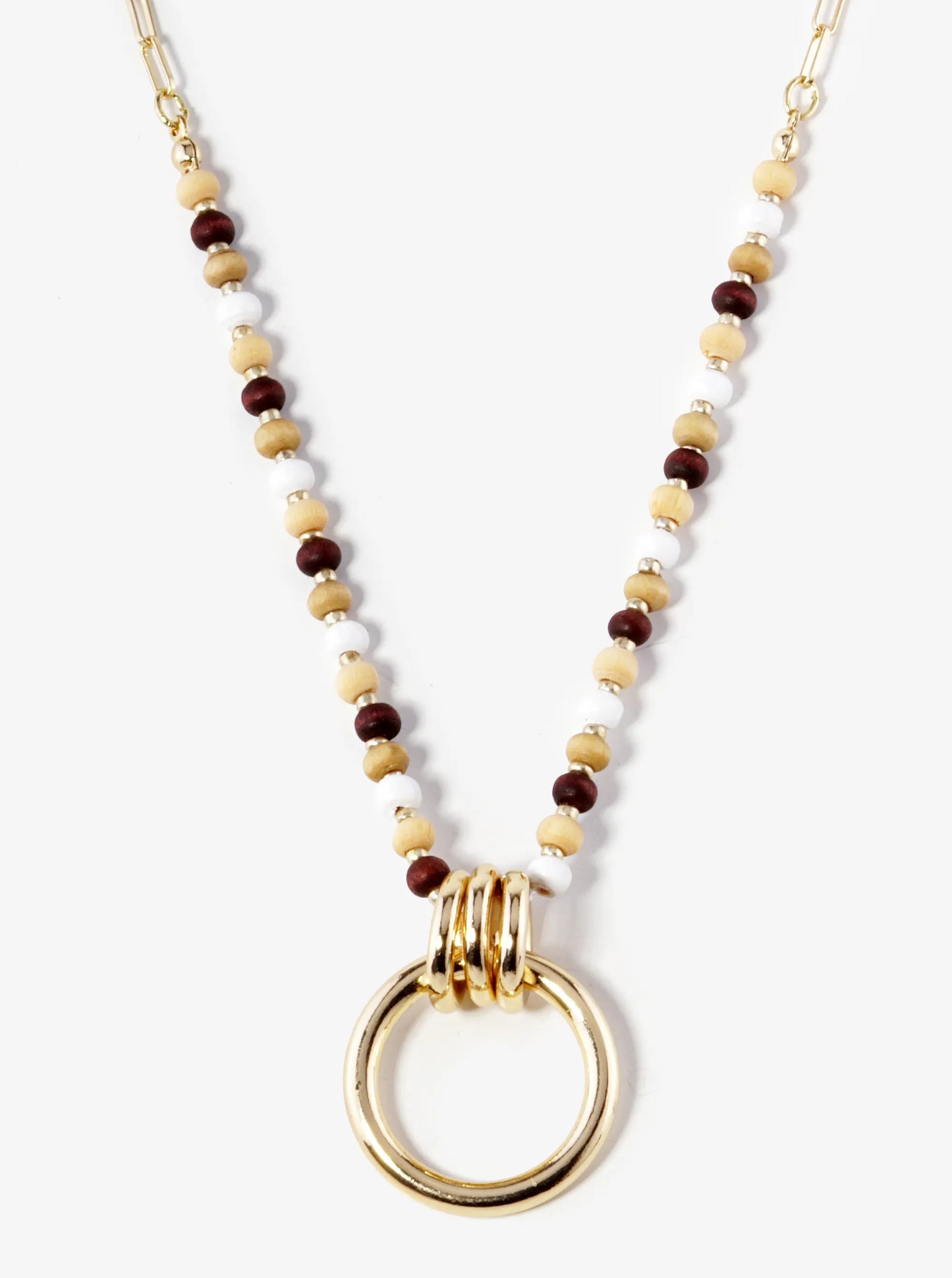 Door Knocker Pendant Wood Beaded Necklace