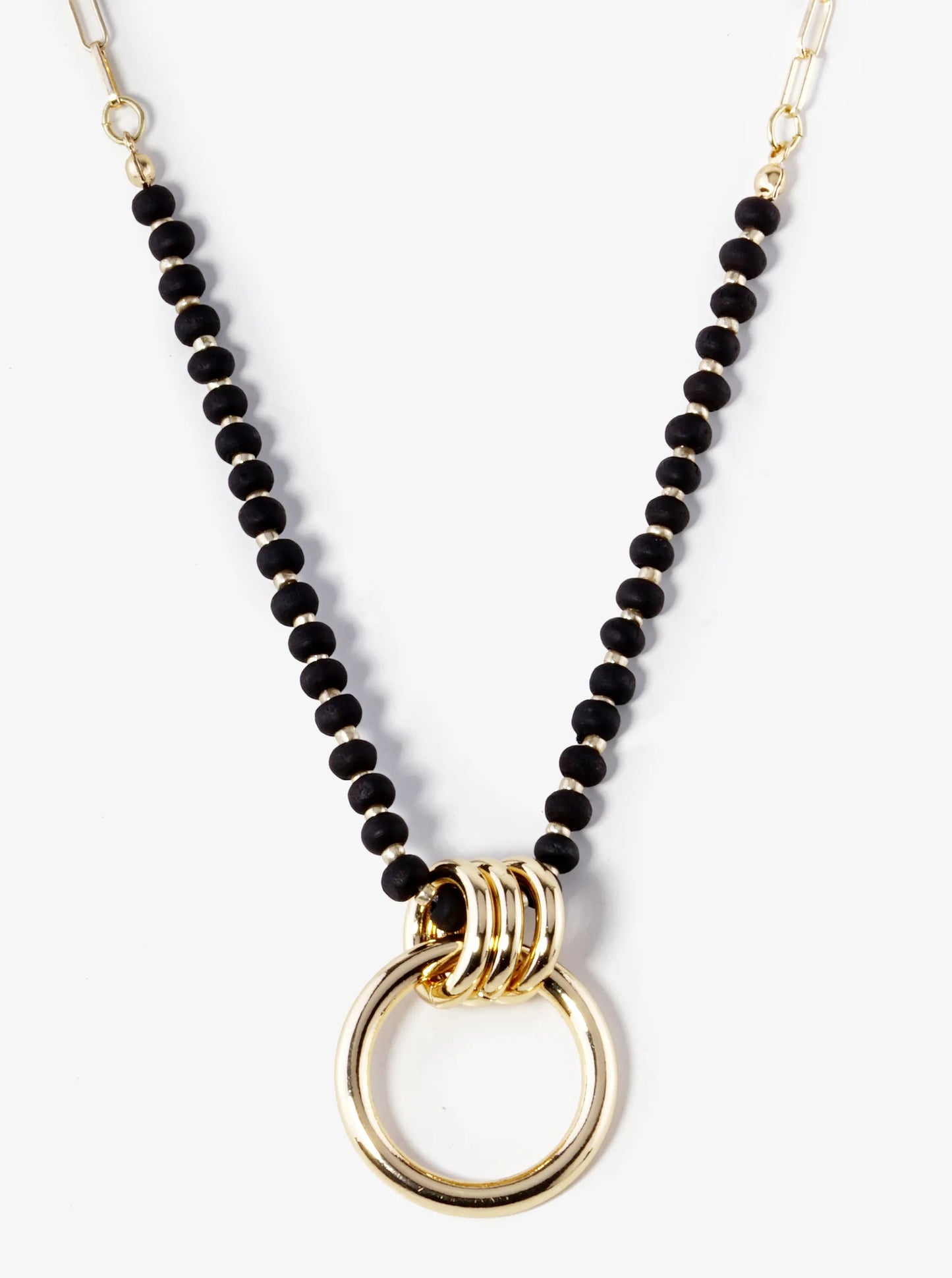 Door Knocker Pendant Wood Beaded Necklace