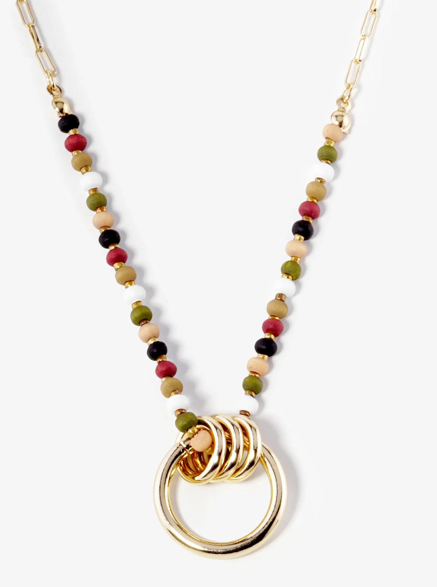 Door Knocker Pendant Wood Beaded Necklace